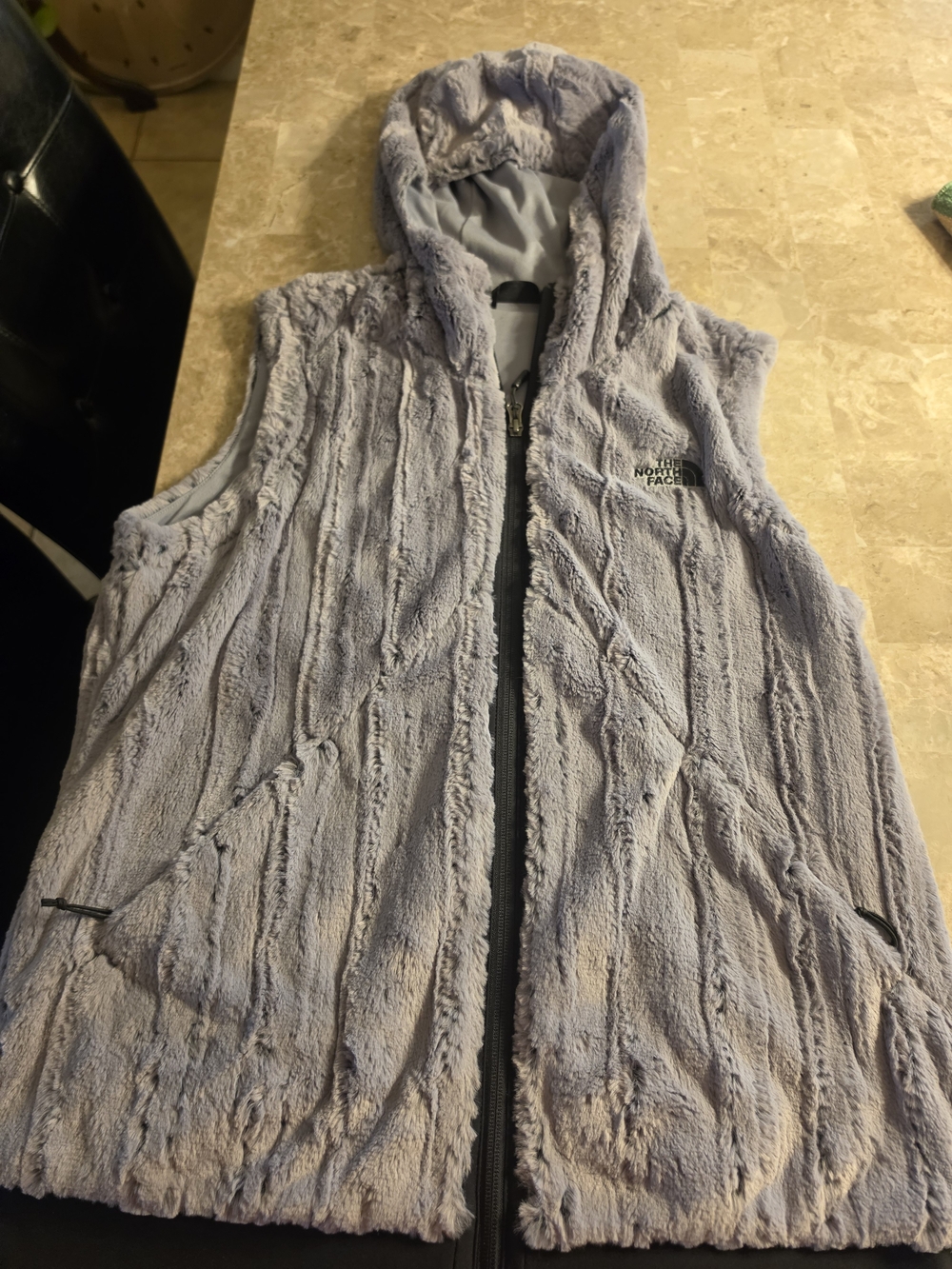The North Face Women's Gray Plush Hooded Vest